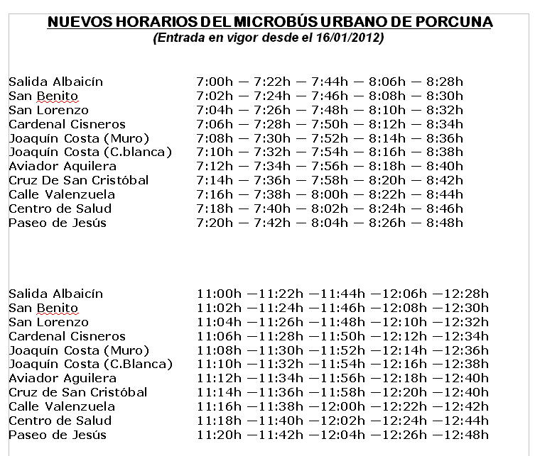HORARIOS AUTOBUS URBANO horarios autobus urbano:
